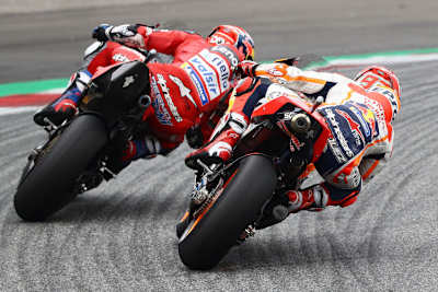 Beim Österreich-GP hatte Andrea Dovizioso gegen Marc Márquez knapp die Nase vorne, in der MotoGP-WM sah es anders aus