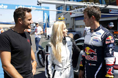 Timo Scheider, Andrea Kaiser und Sebastien Ogier