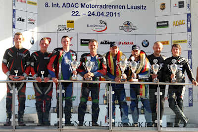 Das Podium der IDM Sidecar - EuroSpeedway Lausitz