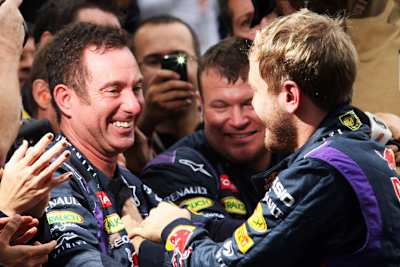 Kenny Handkammer mit Sebastian Vettel bei Red Bull Racing