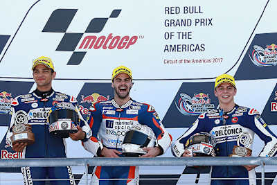 Austin-Podest: Jorge Martin, Romano Fenati und Fabio Di Giannantonio