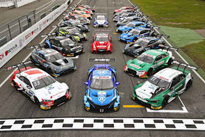 Die drei Gaststarter und die 18 DTM-Autos