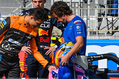 Lando Norris, Max Verstappen und Fernando Alonso