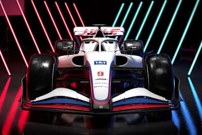 Eine Computer-Grafik des neuen Haas-Rennwagens