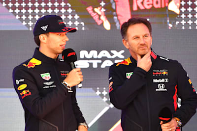 Pierre Gasly und Christian Horner im März 2019 in Melbourne (Australien)