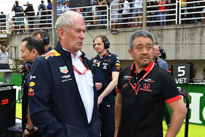 Dr. Helmut Marko 2019 in Brasilien mit Masahi Yamamoto, Geschäftsleiter des Formel-1-Programms von Honda