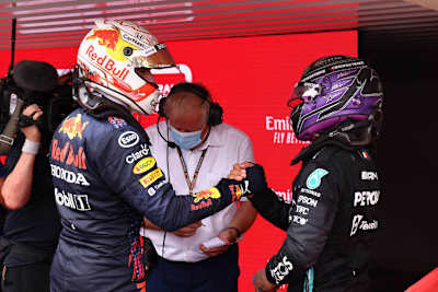 Max Verstappen und Lewis Hamilton