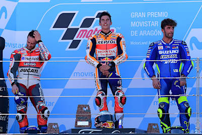 Die Top-3 von Aragon: Andrea Dovizioso, Marc Marquez und Andrea Iannone (v.l.)