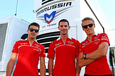 Das Marussia-Trio im Sommer am Hungaroring: Jules Bianchi, Alexander Rossi, Max Chilton