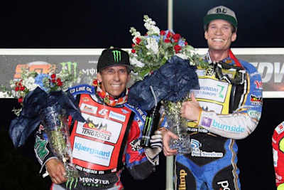 Die Weltmeister Greg Hancock (li.) und Jason Doyle