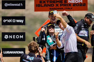 Nico Rosberg mit Johan Kristoffersson und Mikaela Ahlin-Kottulinsky