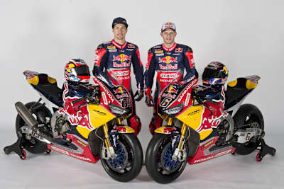 Nicky Hayden (li.) und Stefan Bradl