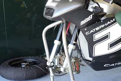 Das neue Caterham-Team ist auch WP-Kunde: Die Gabel an der Suter von Josh Herrin beim Jerez-Test im November