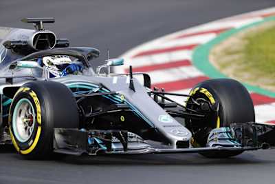 Valtteri Bottas war am Vormittag des zweiten Barcelona-Testtags einer von zwei Piloten, die eine gezeitete Runde drehten