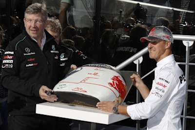 Ross Brawn und Michael Schumacher in Belgien 2012