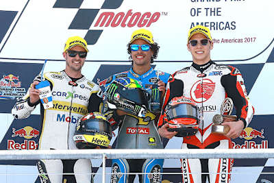 Austin: Tom Lüthi, Sieger Franco Morbidelli und Takaaki Nakagami