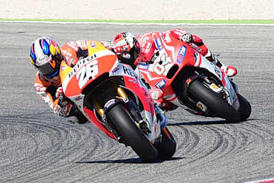 Dani Pedrosa (26) und Andrea Dovizioso matchten sich das ganze Rennen