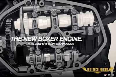 Blick in den Zylinderkopf des neuen Boxermotors mit Schaltnocken-Anordnung der Einlass-Ventilsteuerung