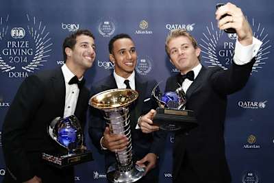 Daniel Ricciardo, Lewis Hamilton, Nico Rosberg – die ersten Drei der Formel-1-WM 2014