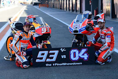 Final-Showdown: Marc Márquez (li.) gegen Andrea Dovizioso