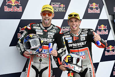 2016 waren Jonas Folger (li.) und Sandro Cortese in der Moto2-WM Teamkollegen