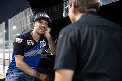 Marco Melandri (li.) mit SPEEDWEEK-Redakteur Ivo Schützbach