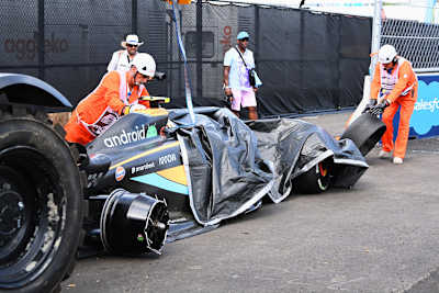 Der Crash mit Pierre Gasly hinterliess deutliche Spuren am McLaren von Lando Norris