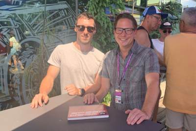 Max Dilger (li.) beim Treffen mit SPEEDWEEK.com-Chefredakteur Ivo Schützbach in Spielberg