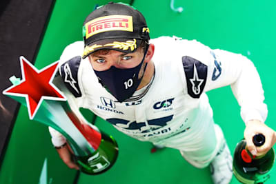 Pierre Gasly nach seinem Sieg in Monza 2020