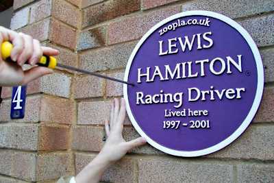 Die Plakette am früheren Haus der Hamiltons