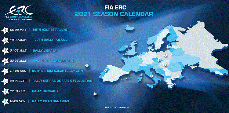 Neuer Kalender der rallye-Europameisterschaft 2021
