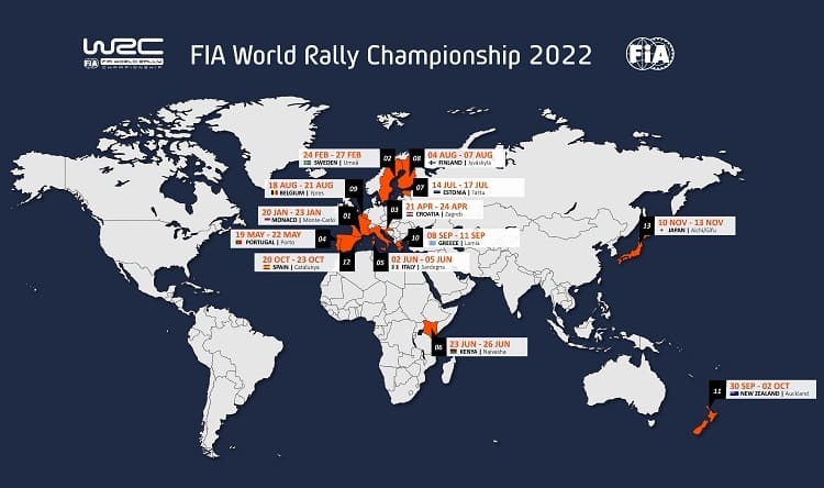 Der Kalender der Ralyle-Weltmeisterschaft 2022