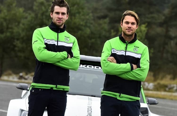 Anders Jaeger (li.) und Andreas Mikkelsen in Skoda-Dress