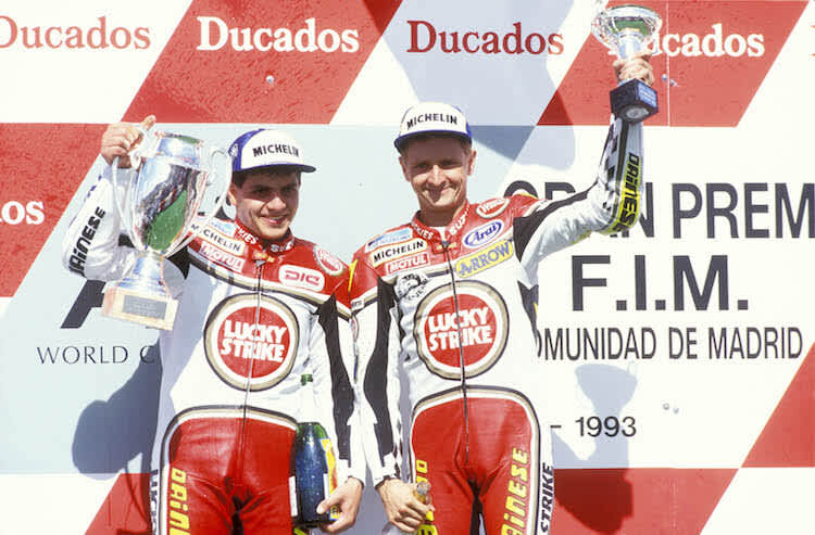 Alex Barros setzte sich 1993 im letzten Saisonlauf in Jarama gegen Kevin Schwantz durch