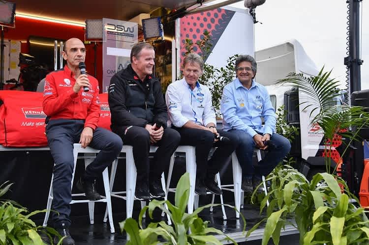 Pierre Budar, Tommi Mäkinen (Toyota), Malcolm Wilson (M-Sport), Michel Nandan (Hyundai)