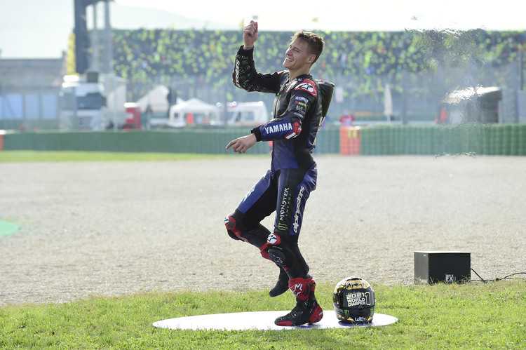 In Misano feierte Fabio Quartararo seinen WM-Titel mit einem Tanz