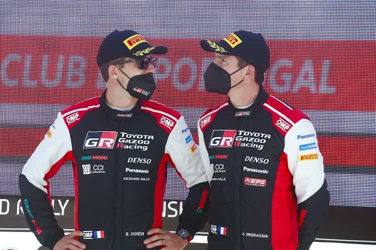 Die Portugal-Dritten Sébastien Ogier und Julien Ingrassia