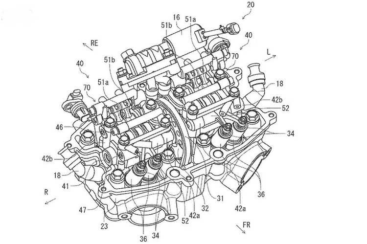 Vierventil-Zylinderkopf von Suzuki mit bestechend einfachem System für variable Ventilsteuerung