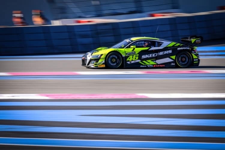 Blick auf die Seite des Audi R8 LMS GT3 evo II von Valentino Rossi