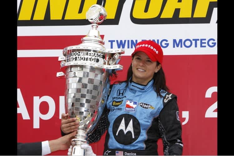 Patrick bei ihrem ersten und bislang einzigen Indy Car-Sieg