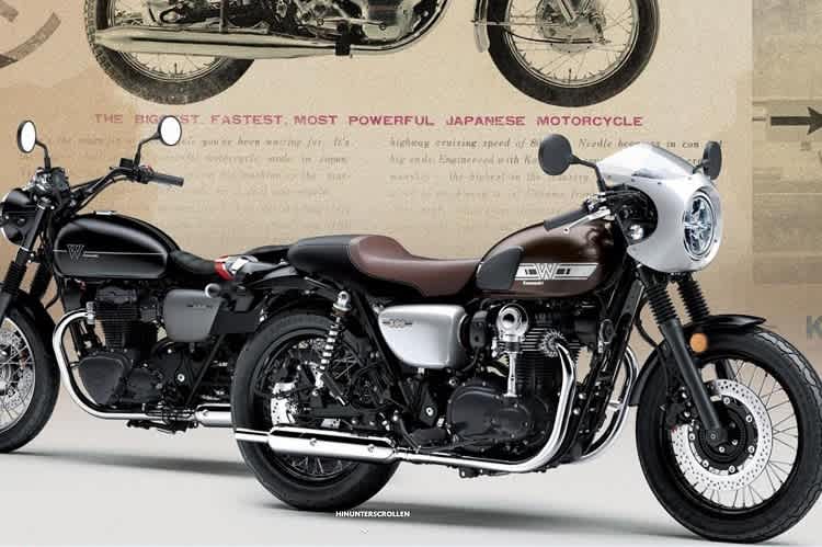 Wieder da, und in zwei Versionen: Kawasaki W800 Street (links) und W800 Cafe