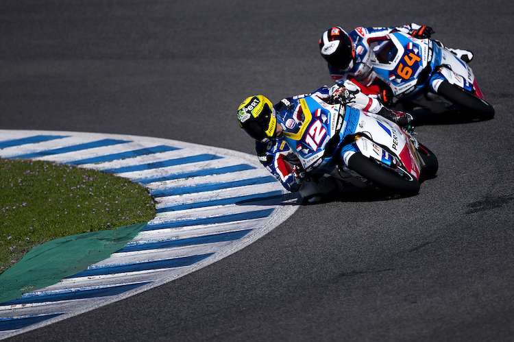 Tom Lüthi und Bo Bendsneyder im Formationsflug in Jerez