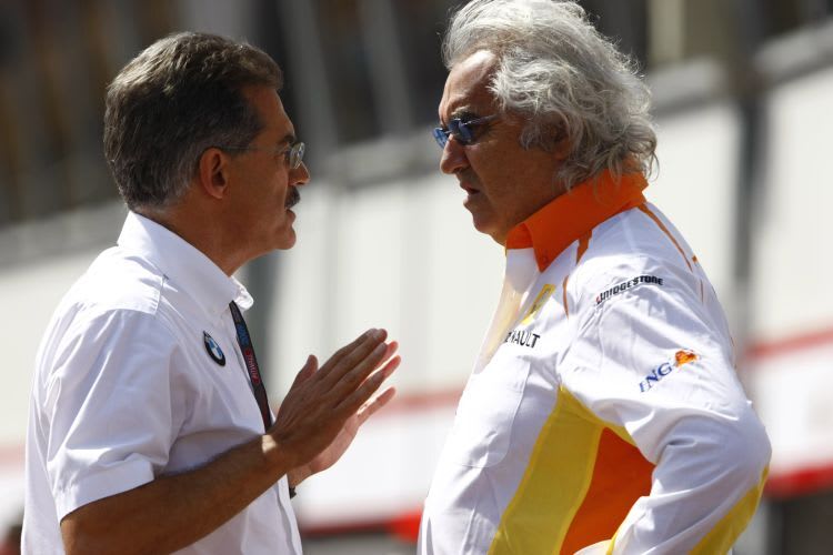 Briatore mit BMW-Sportchef Mario Theissen (li.)