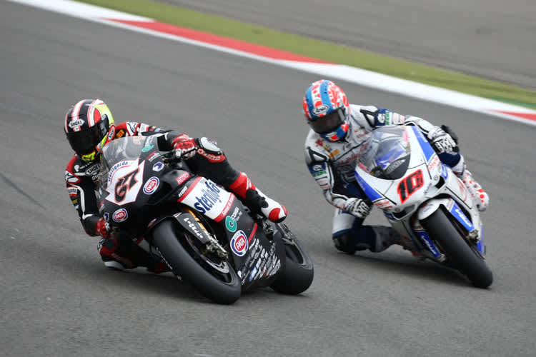 Byrne (67) und Nieto (10) hatten mit ihren Ducatis Probleme