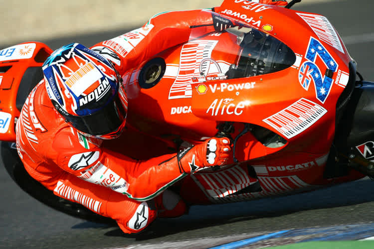 Casey Stoner gibt am Vormittag am meisten Gas