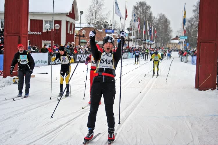Respekt: Mattias Ekström im Ziel des Wasa-Laufs. 