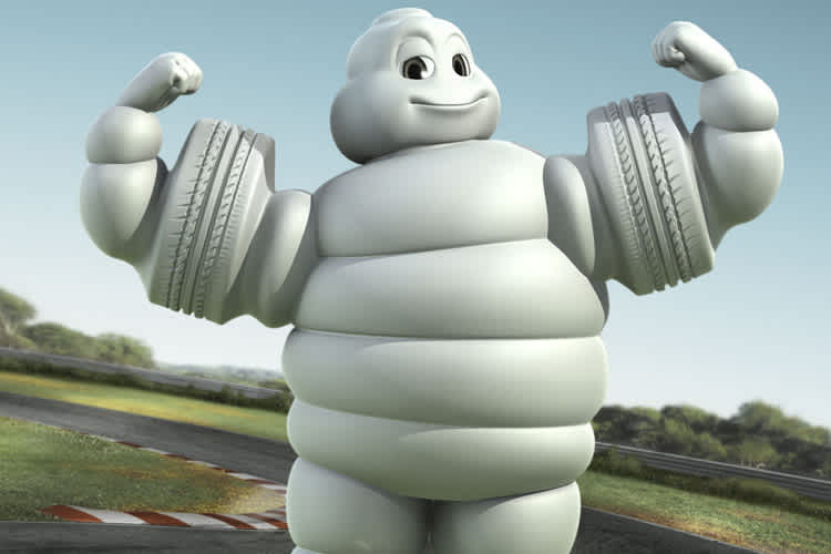 Lässt das Reifenmännchen Bibendum aus der Ferne die Muskeln spielen?