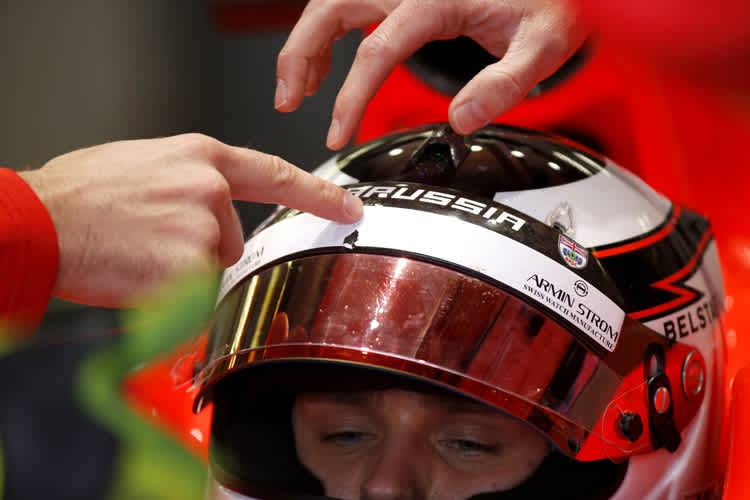 Max Chilton mit dem beschädigten Helm