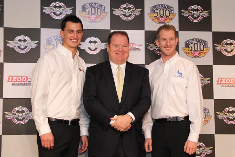 Graham Rahal, Chip Ganassi, Charlie Kimball (v.l.)
