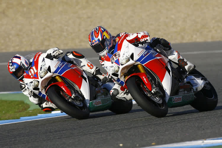 Leon Haslam (91) und Jonathan Rea